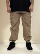 Calça Jogger Cargo Com Punho Sarja Masculina